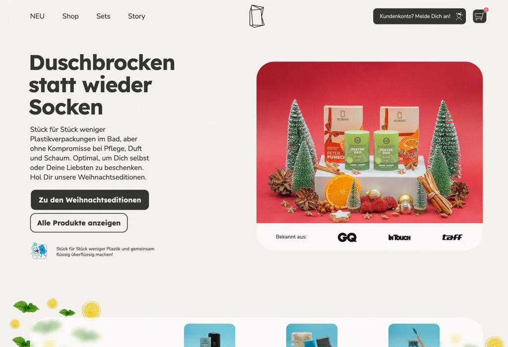ein screenshot der hero section einer website