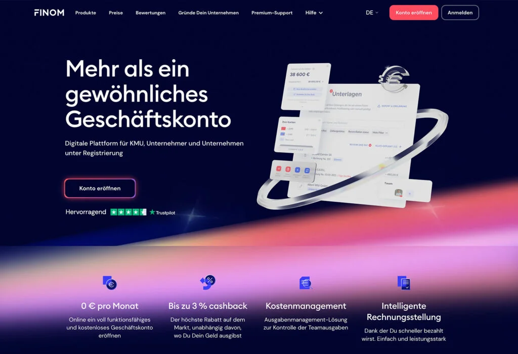 ein screenshot der hero section einer website