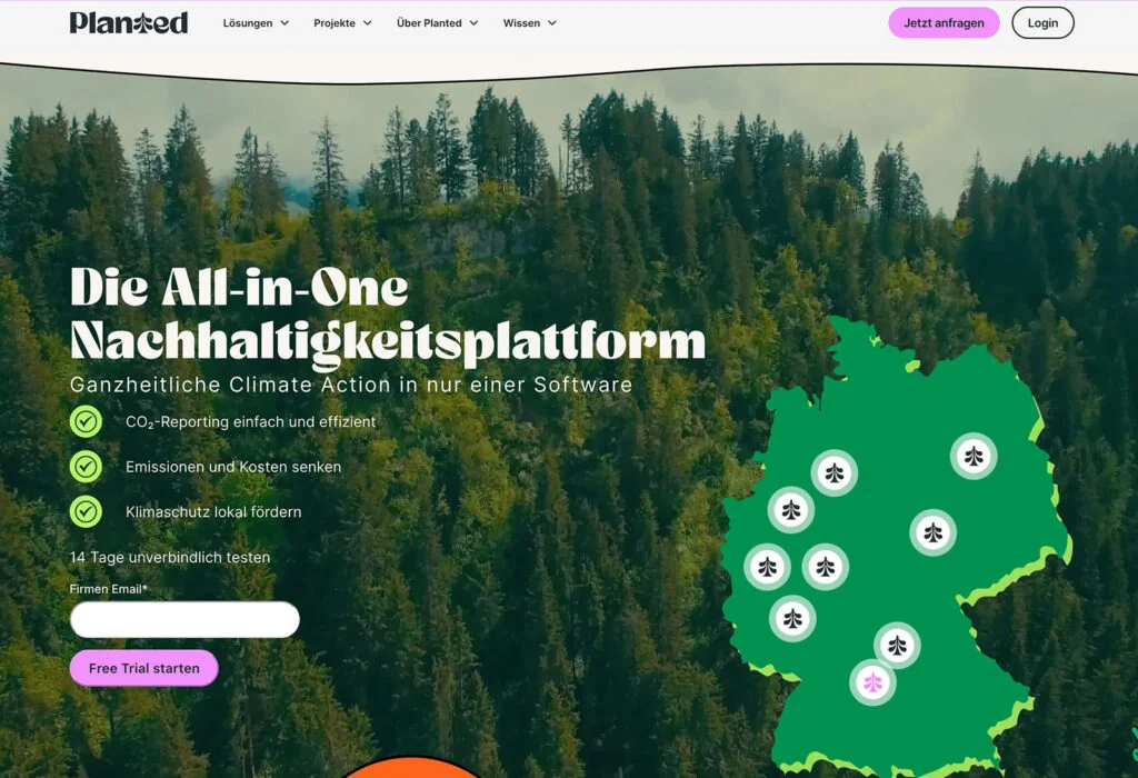 ein screenshot der hero section einer website